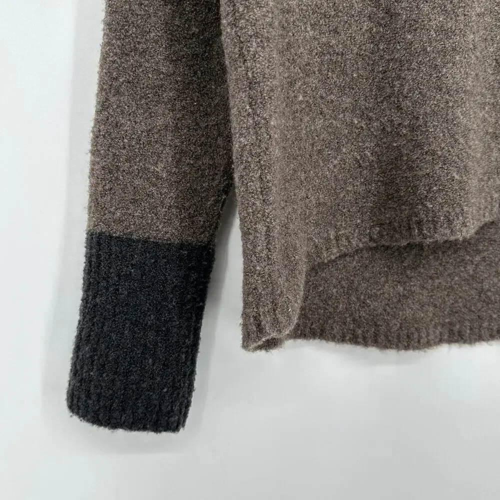 Eleventy Boiled Wool Blend Color Block Turtleneck Sweater